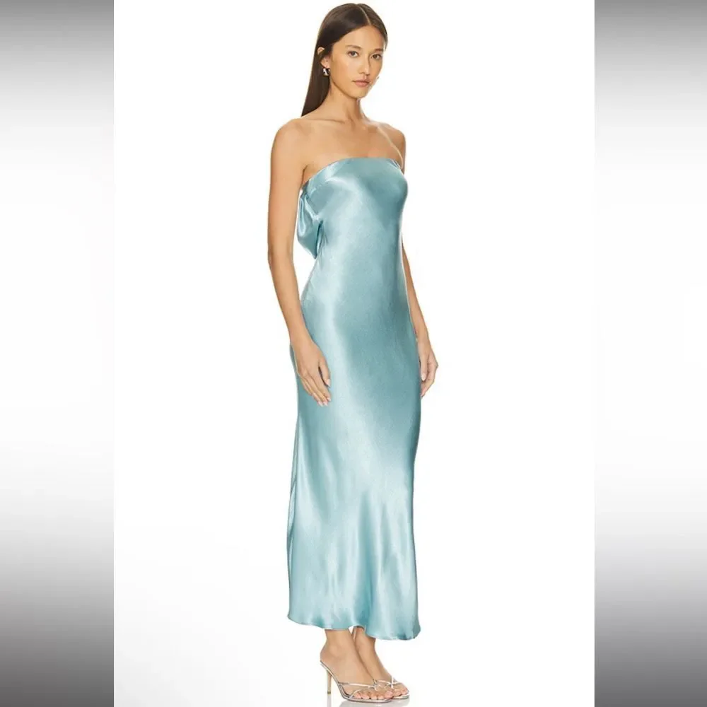 NEW NWT Bec + Bridge Moon Dance Strapless Maxi Dress Seaspray Blue